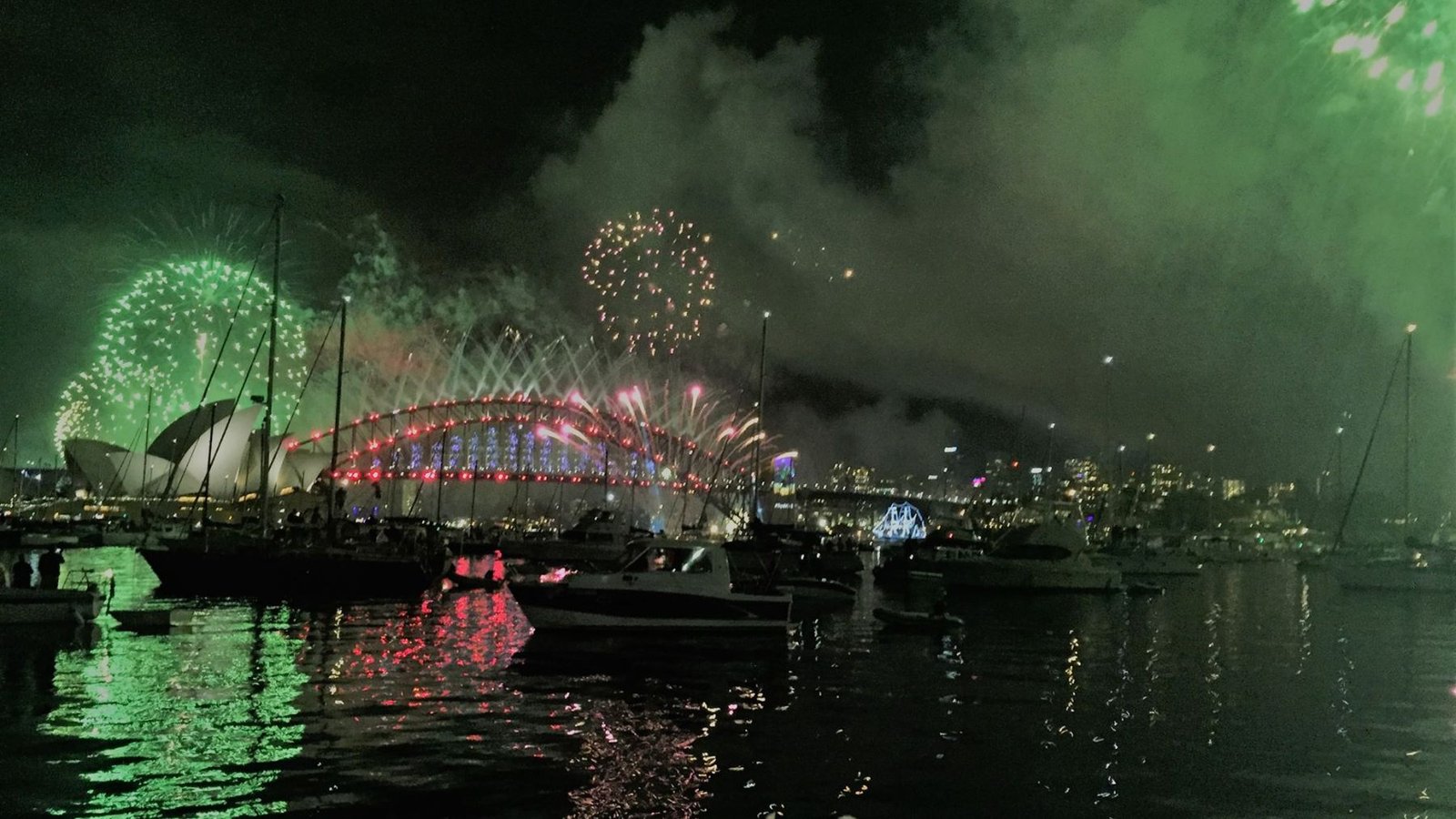 Large outdoor New Year celebrations with stage lighting