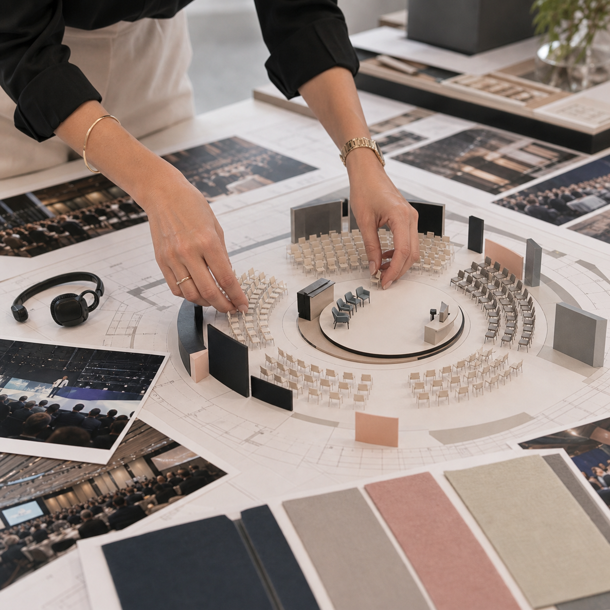 Event producer refining the seating plan for a live experience